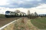 Grey Tiger 250 011 mit dem Gipszug vom HKW Chemnitz Nord in der langen Kurve vor Hp Wittgensdorf Mitte.