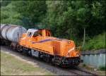 261 301-6 der northrail bei der Ausfahrt mit ihrem Kesselwagenzug von der Tankfarm Hestya in Wilhelmshaven. 18/06/2014