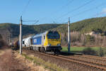 STOCK 264 001 mit Sodazug (DGS 69304) am 17.02.2022 in Remschütz.