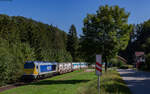 264 003 mit dem DGZ xxxxx (Lauchringen - Hintschingen)  am Haltepunkt Lausheim 28.8.24