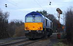 Ein Nachschuss von der Class 66 653-03 von HSL kommt als Lokzug aus Antwerpen(B) die Gemmenicher-Rampe herunter nach Aachen-West.