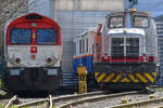 Die Class 66 DE 6301  Debora  der Crossrail und die Deutz MG 530 C WLH 45  Silberpfeil  waren Mitte März 2019 in Hattingen abgestellt.