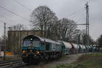 BRLL/Lineas 266 037(513-10) zieht einen KAlkzug richtung Mönchengladbach Hbf durch MG-Rheydt Hbf.