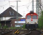Ein Nachschuss von der Class 66 DE6312  Alix  von Crossrail rangiert in Aachen-West bei Wolken am 3.5.2012.