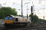Die Class 66 DE6307 von DLC Railways rangiert in Aachen-West in der Abendsonne am 15.5.2013.