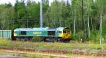 Class 66 am 08.09.2012 kurz vor der Einfahrt in Hosena/Nord 