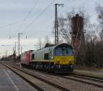 DE 676 der Ascendos Rail im Dienste der HGK abgestellt am 04.01.2014 in Grosskorbetha.