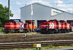 Diesellokansammlung (meist Rheincargo) vor der HGK-Werkhalle in Brühl-Vochem, u.a. 0272 010-6 und 1271 036-6 - 10. Juni 2017