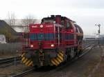 Diese Lokomotive fhrt am Kempener Bahnhof vorbei. Kann mir hier jemand bei der Identifizierung der Betreiberfirma helfen? Danke im voraus. Das Foto stammt vom 27.11.2007