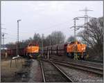 2 angemietete Loks von northrail GmbH Lok7 - G1000 BB - (92 80 1271 026-7 D-SK) und Lok 6 - G1206 - (92 80 1275 837-3 D-SK) im Gleisbereich Wanne- Osthafen.