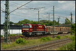 Cargo Logistik Rail Service GmbH 92 80 1272 204-9 D-CRL kommt am 22.06.2024 mit einer Lieferung Rundhölzer aus Richtung Sonneberg in den Bahnhof Lichtenfels gerollt.