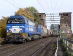 V204 der Rurtalbahn kommt von der Klner Sdbrcke am 29.10.2010