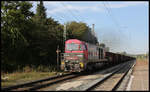 Lok 2101 von Independent Rail Partner fährt hier am 15.09.2020 um 10.02 Uhr in Hasbergen mit einem Leerzug aus Georgsmarienhütte zum Schrott holen nach Osnabrück ab.