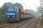 Diesellok der Reihe MaK G 2000, hier RAG 903 (heute RBH) am 01.09.2007 unterwegs mit Kohlewagenzug in Recklinghausen am Bahnbergang Brster Weg.