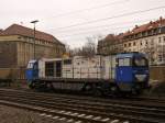 Vossloh MaK G2000BB, die seit einiger Zeit auch mit Kohlezgen im Neckartal unterwegs ist, abgestellt in Karlsruhe Grnwinkel am 18.03.2011