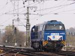 V203 der RTB als Tfzf Richtung Stolberg/Dren bei der Durchfahrt in Aachen Hbf, 27.3.11