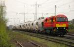 Neusser Eisenbahn Lok 9 mit einem leeren Kalkzug auf dem Weg nach Wlfrath  Flandersbach in Ratingen Lintorf am 07.04.2011 