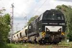 MRCE 500 1607/272 406 (i.E.fr Neusser Eisenbahn/ex RTB V201) am 12.5.12 mit einem leeren Kalkstaubzug in Ratingen-Lintorf.