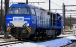 Die V206 von der Rurtalbahn steht auf dem abstellgleis in Montzen-Gare(B) bei Schnee am Kalten 10.2.2013.