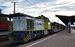 RBB - Regiobahn Bitterfeld Berlin GmbH, Bitterfeld [D] mit ihrer MaK G 1206 Lok  1120 
[NVR-Nummer: 92 80 1275 820-9 D-RBB] und einem PKW-Transportzug (leer) am 17.10.24 Durchfahrt Bahnhof Magdeburg-Neustadt.