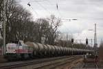 Die MKB V19 zog am 5.3.12 einen Kesselwagenzug durch Ratingen-Lintorf.