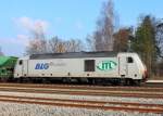 Die 285 108-7 von ITL/BLG Logistics am 12.02.2013 im Bf Nassenheide.