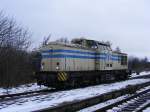 Lok 1101 der ITB am 20.2.2009 bei der Fahrt durch den Bahnhof Klostermansfeld.