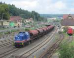 293 002-2 von Raildox kalt am Schluss eines Getreidezuges am 21. September 2013 in Kronach.