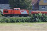 1293 004-8 D-RTS (RTS Rail Transport Service GmbH )schiebt am 15.9.2014 einen Bauzug in Richtung Aachen auf der KBS 485 bei Übach-Palenberg