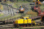 Am Mittag des 07.09.2024 rangierten D58 und 261 306-5 auf dem Saarstahl-Gelände in Völklingen.