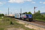 Eine MaK G1206 von HUSA mit 185 675 und einem Kesselwagenzug am 17.05.2012 in Eggolsheim.