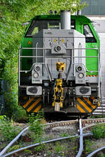 Ende Juli 2022 war in Hattingen diese G6-Diesellokomotive von Vossloh zu sehen.