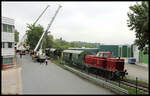 V 65001 der Osnabrücker Dampflok Freunde brachte am 30.08.2021 einen Personenwagen 3 yg vom Piesberg zum Bocketal.