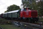 Die V65.02 der Museumseisenbahn Bremerhaven Bad Bederkesa e.V erreicht am 17.10.10 mit einem Museumszug Bad Bederkesa