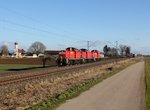 Die 294 816, die 294 908 und die 294 766 am 29.01.2016 unterwegs bei Amselfing.