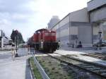 Am 17.04.2004 passierte 294 150 die Haupteinfahrt der Amberger Kaolinwerke (AKW). (Strecke Amberg-Schnaittenbach)