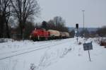 BR 294 696-0 fuhr am 5.2.10 mit ihrer bergabe von Paderborn Gbf nach Herste durch den Bahnhof (Haltepunkt) Bad Driburg.