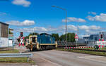 295 072 der BM Bahndienste mit einem Drahtrollenzug im Kehler Hafen 6.9.24