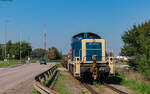 295 072 der BM Bahndienste als Rangierfahrt im Kehler Hafen 20.9.24