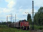 295 014-5 zieht einen bergabezug aus dem Rbf Alte-Sderelbe durch Hamburg-Unterelbe Richtung Maschen.