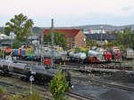 Abgestellte Wagen und Lokomotiven Ende September 2018 in Nordhausen.