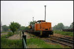 Am 28.5.2007 war die Lok 5 der Kreisbahn Mansfelder Land im Bauzugdienst in Staßfurt zu beobachten.
