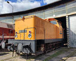 Die Werkslokomotive 105 133-3 (MEG 105 133-3 (ex MEG 85)) war beim Geraer Eisenbahnfest zusehn. Foto 25.09.21
