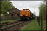 Sonderfahrt der Warener Eisenbahnfreunde am 13.05.2010 aus Waren Mritz ber Karow nach Klue. 345 970 bei der durchfahrt von Klein Grabow.