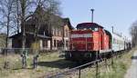 24.03.12 , 345 033 der RME (Rbel/Mritz Eisenbahn GmbH) abgestellt im ehemaligen Bahnhof Mittenwalde Ost heute Draisinenbahnhof)