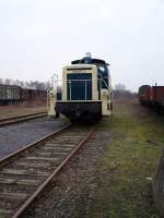 261 671-2 am 28.01.2008 pausiert im ehem. Bw Gelsenkirchen-Bismarck. Aufgenommen habe ich die Lokomotive vor der  V-Halle , in der die Historische Eisenbahn Gelsenkirchen (HEG) heimisch ist.