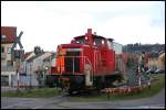 363 110-8 auf Bedienfahrt zu den Schwbischen Htten-Werken (SHW), aufgenommen am 19.03.08 unter Einfluss einer dicken Fotowolke in Wasseralfingen.