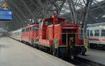363 678 der RP Railsystems stellte am 14.02.17 den PbZ 2466 nach Berlin im Leipziger Hbf bereit.