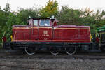 Die Diesellokomotive V60 850 wurde 1960 gebaut und war Anfang Oktober 2021 Teil der Fahrzeugausstellung zum 120-jährigem Jubiläum der Brohltalbahn.