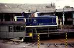 Bahnbetriebswerk Bebra am 7.6.1991: Rangierlok 365203 wird um 17.30 Uhr gedreht!